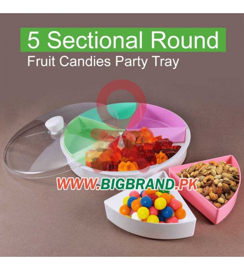 5 Sectional Round Fruit Candies Party Tray